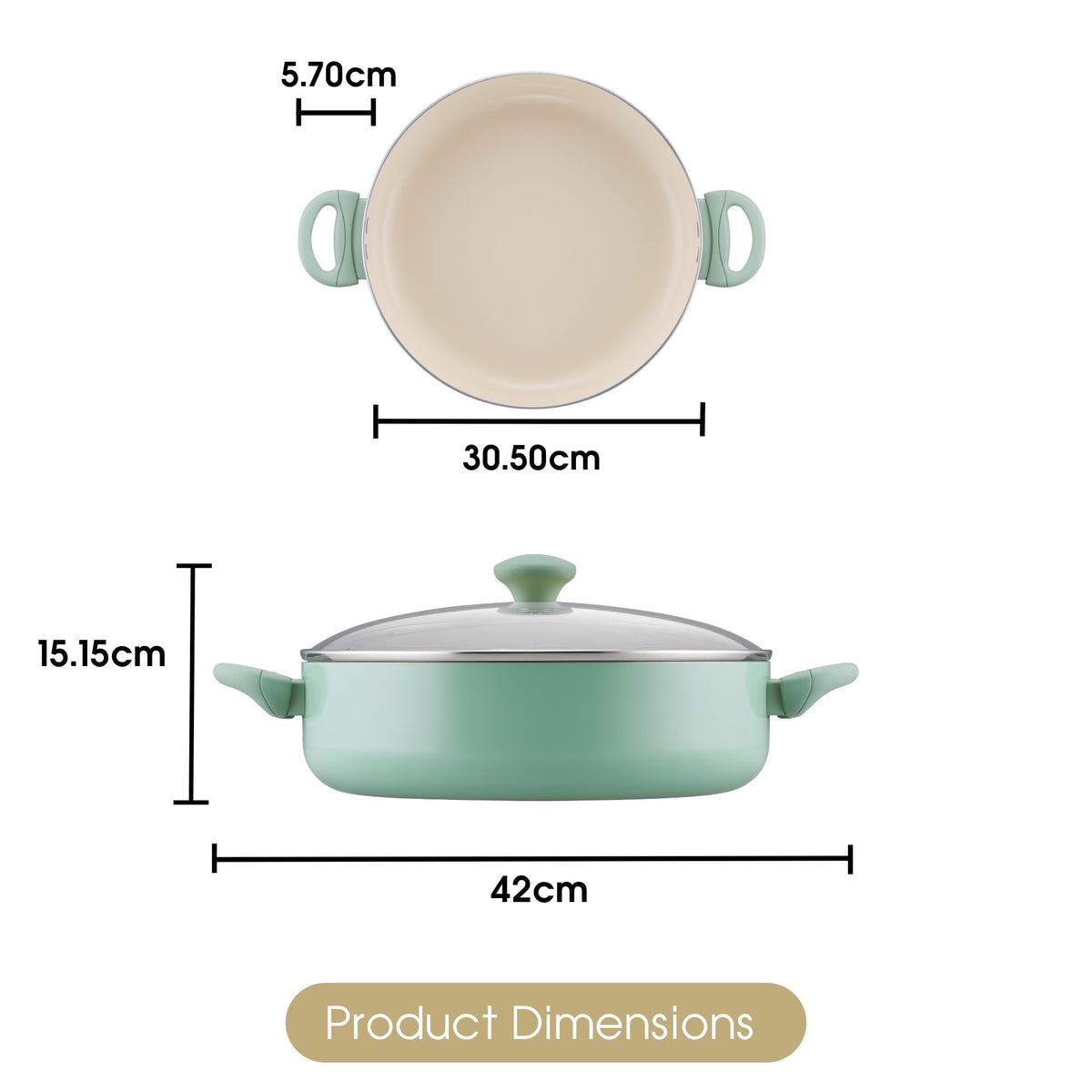 Nonstick Induction Covered Sauteuse 30cm/5.7L Lichen