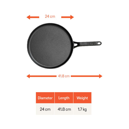 Pre-Seasoned Cast Iron Induction Tawa 24cm